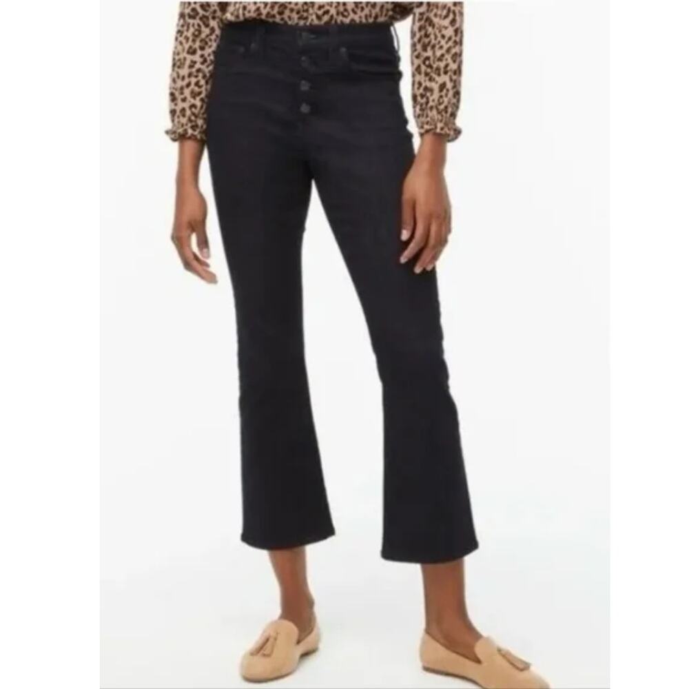 J. Crew High Rise Crop Flared Jeans Dark Wash Blue Retro Womens Size 26